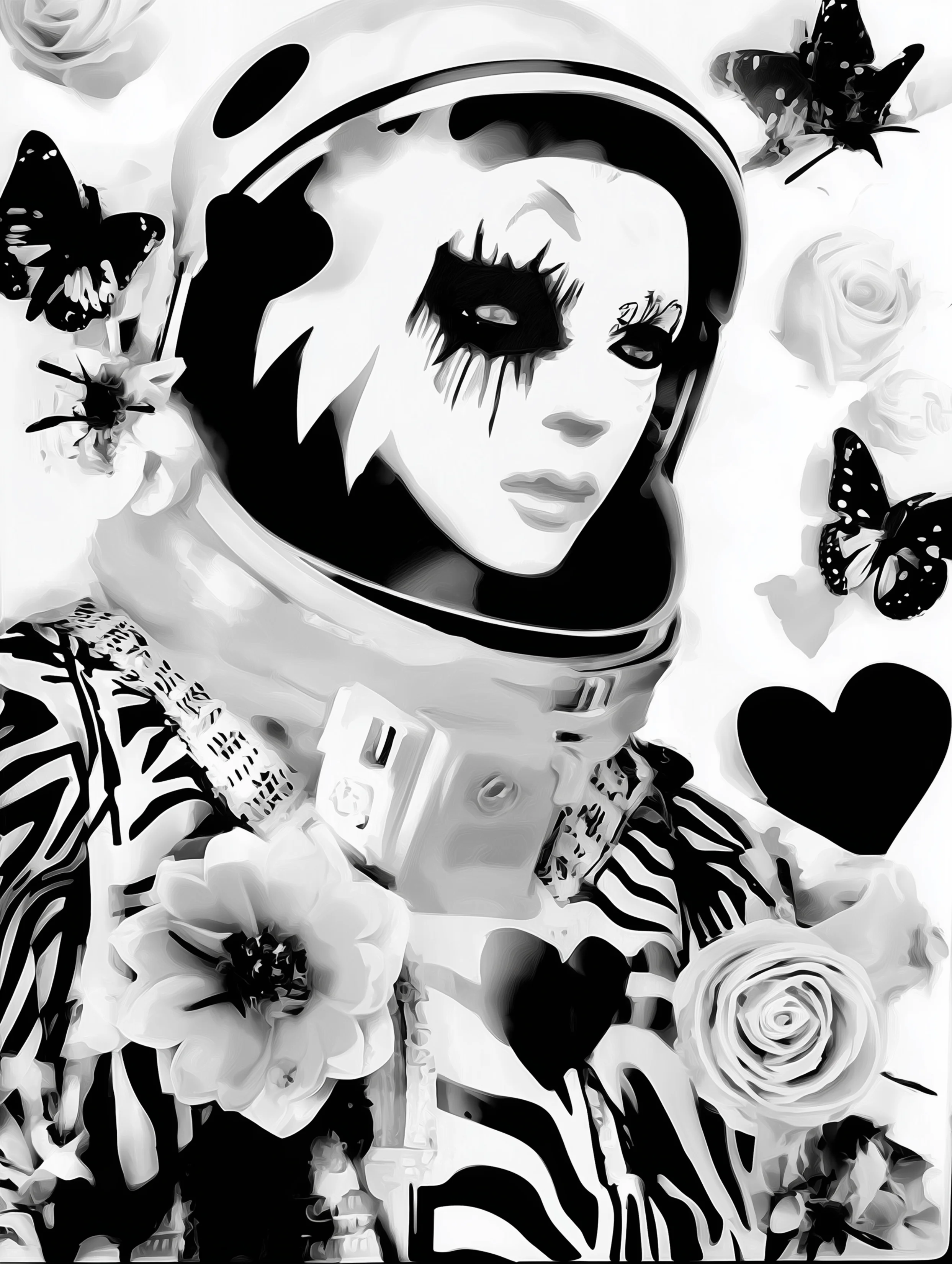 Free printable astronaut coloring pages for adults featuring creepy eye astronaut